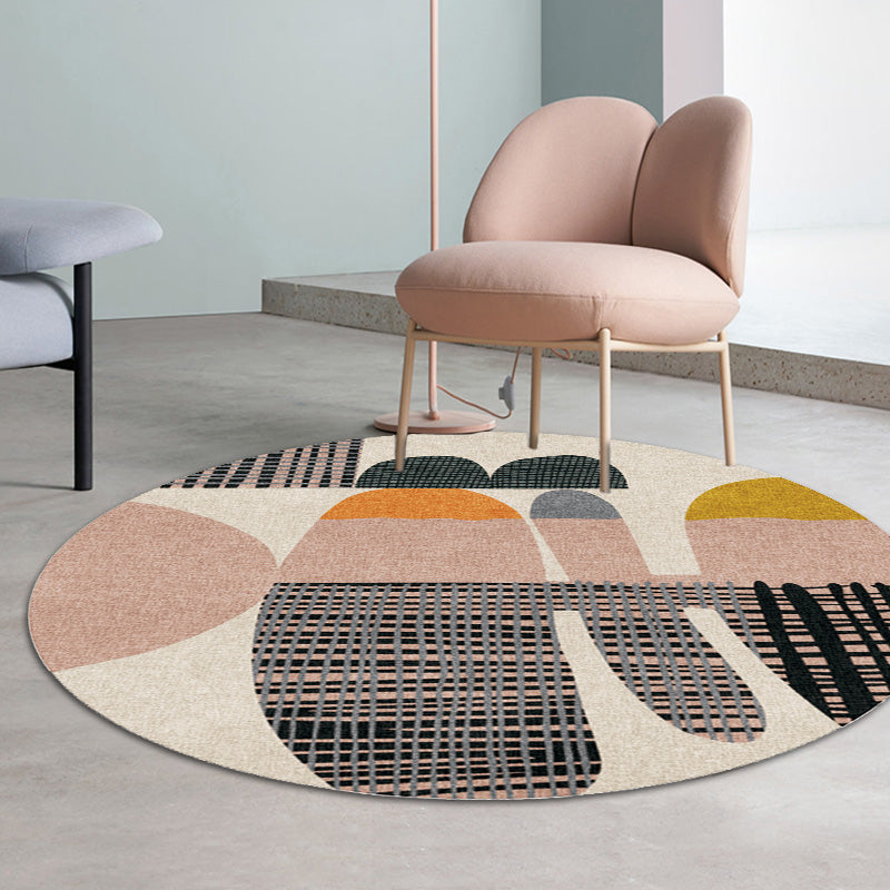 Colorblock Striped Pattern Rug Polyester Modernism Rug Washable Anti-Slip Pet Friendly Area Rug for Living Room