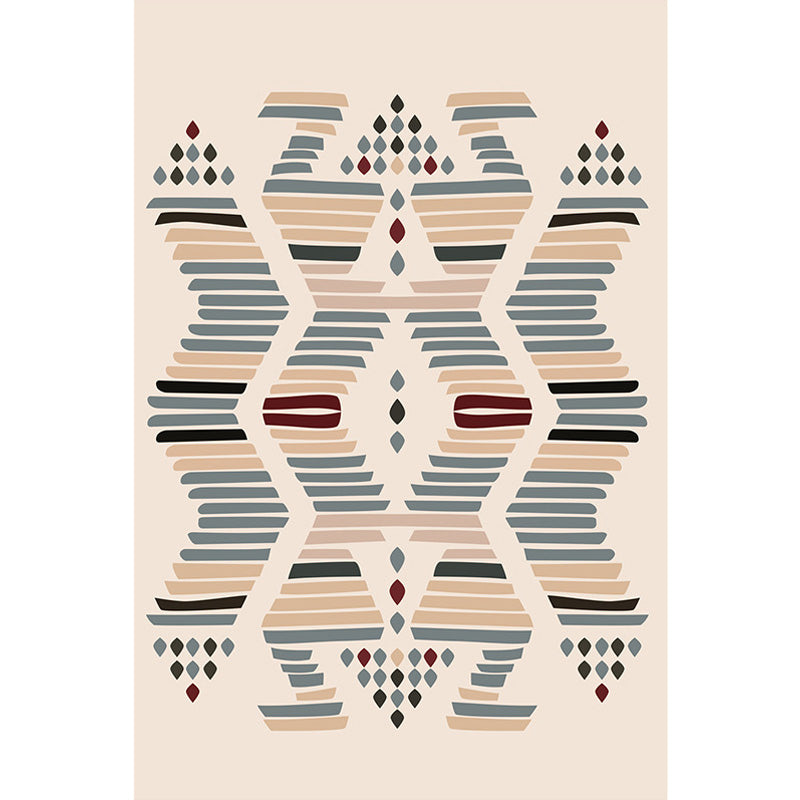 Grey and Brown Bohemian Rug Polyester Geometric Pattern Rug Pet Friendly Washable Anti-Slip Backing Carpet for Decoration
