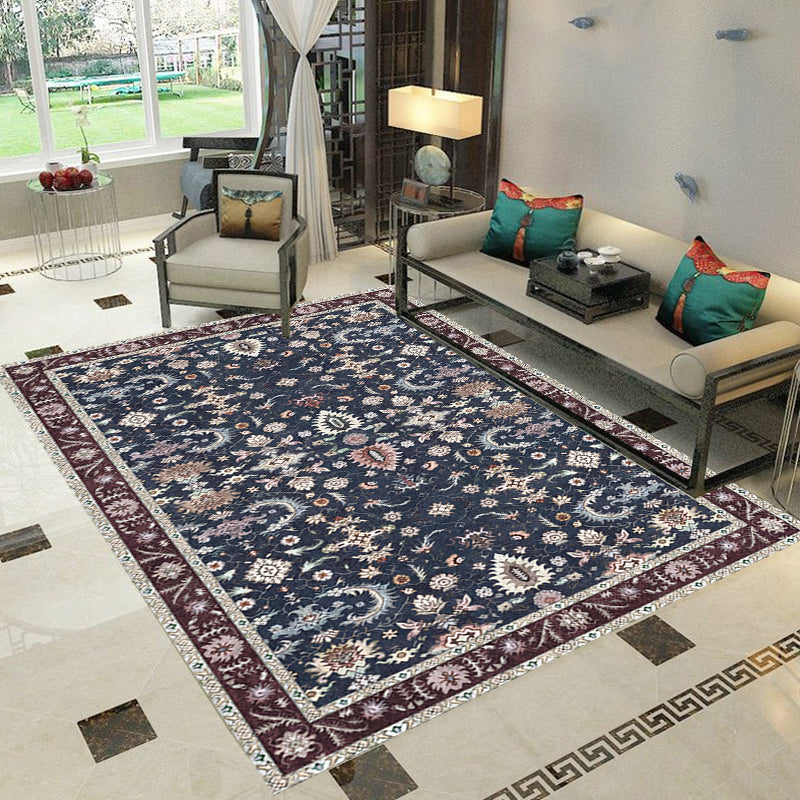 Veelkleurig Marokkaans vloerkleed Polyester Tribal bloempatroon vloerkleed Diervriendelijk wasbaar antislip rugtapijt voor decoratie