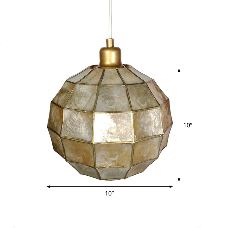 Gold Oval/Globe Techo colgante Luz Modernismo 1 Lámpara de colgilla de concha de luz para sala de estar