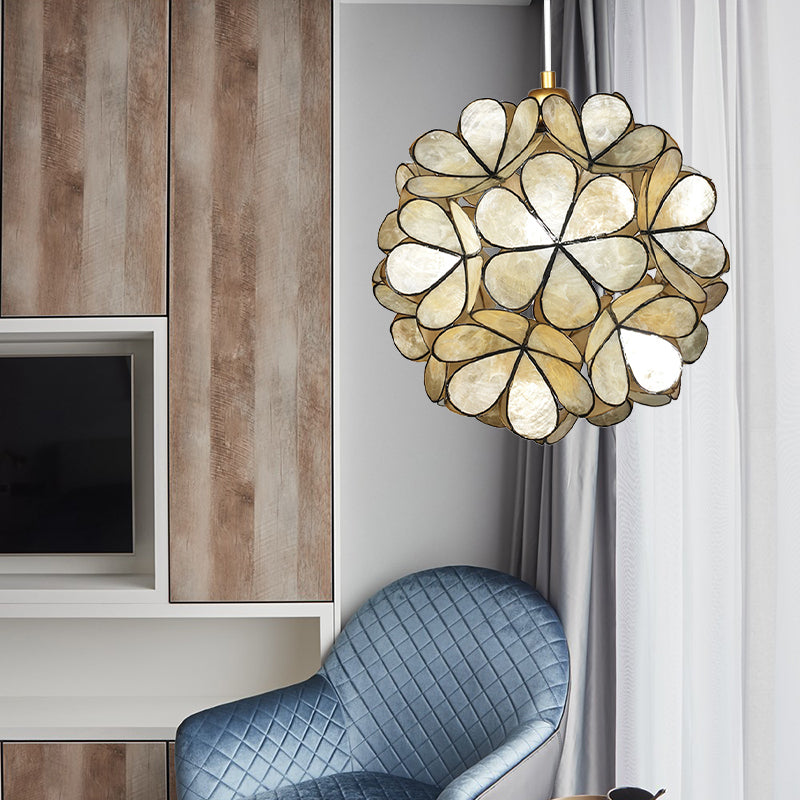 Globe Suspension Anhänger Modernismus Schale 1 hängende Deckenlicht in Weiß/Beige