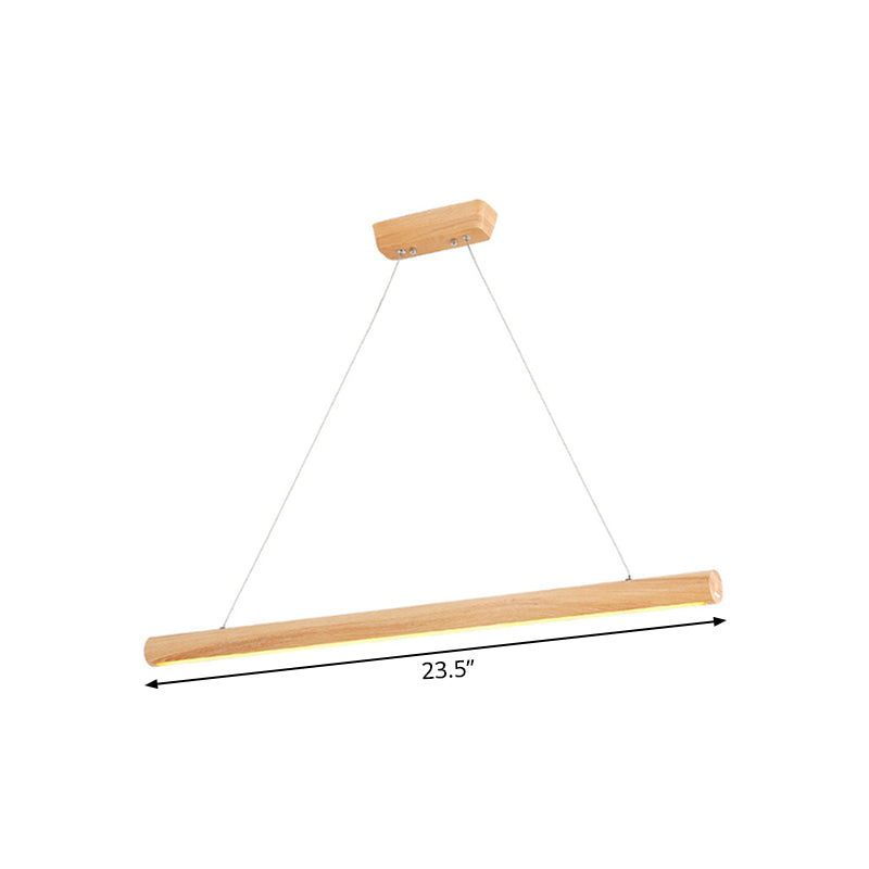 23.5 "/35.5"/47 "Luz de colgante LED lineal de ancho Madera contemporánea Comedor de 1 luz Luz colgante Accesorio con luz cálida/blanca sobre mesa