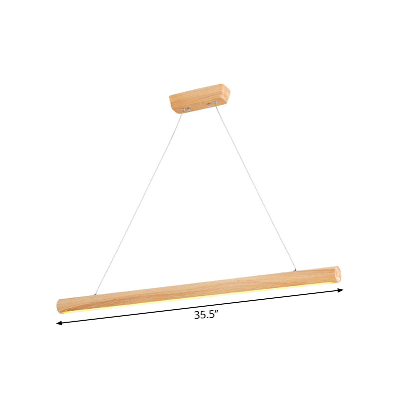 23.5 "/35.5"/47 "Luz de colgante LED lineal de ancho Madera contemporánea Comedor de 1 luz Luz colgante Accesorio con luz cálida/blanca sobre mesa