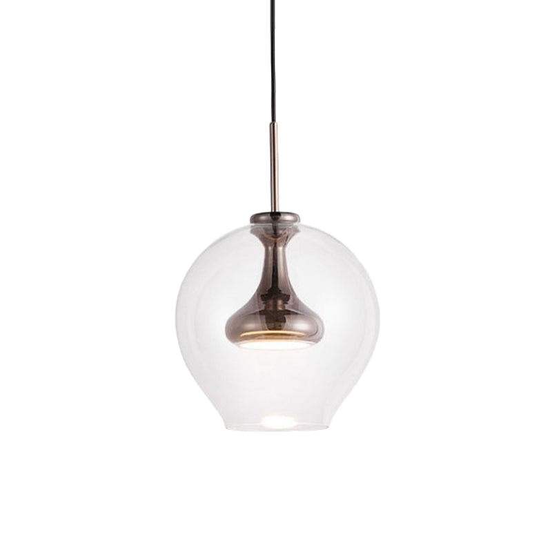 Sphere Clear Glass Pendant Light Contemporary 1 Light Nickle/Gold/Rose Gold Led Hanging Lamp Kit in White/Warm Light