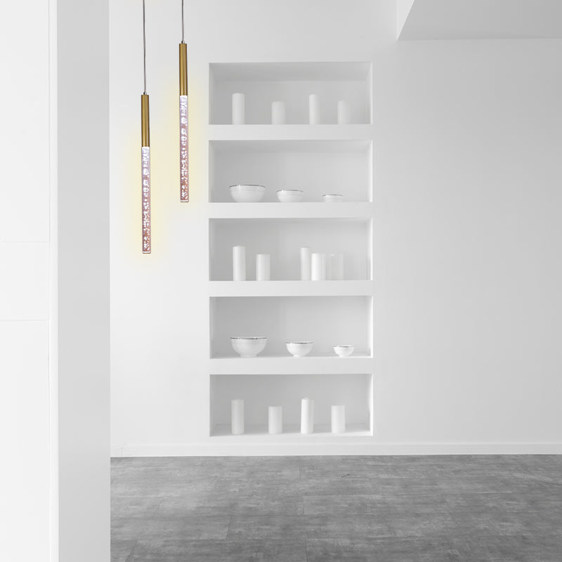 Luce a sospensione a sospensione lineare Modern Crystal Crystal a 1 illuminazione a sospensione in oro in luce calda/bianca/viola per barra