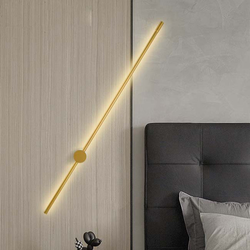 Minimalist Linear Wall Lighting Ideas Metal 47"/57" Width LED Bedside Wall Light Sconce in Gold