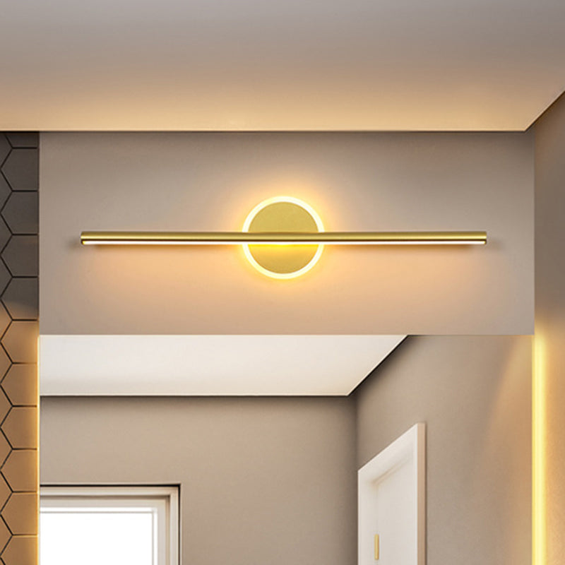 Metall linear und runde Eitelkeitswandlicht Minimalismus LED -Wandleuchte in Gold, 16 "/23,5" /31,5 "breit