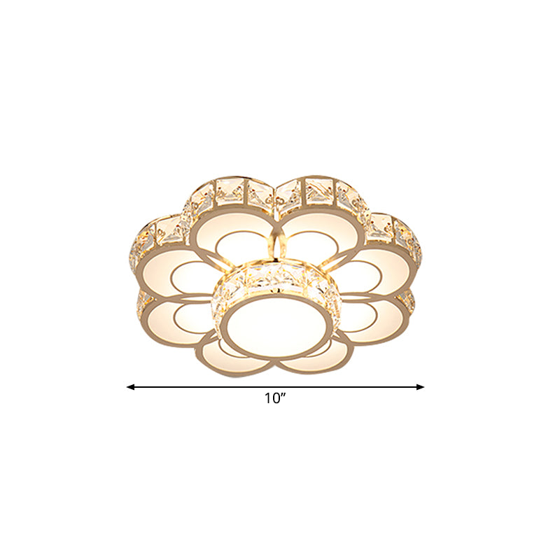 Plafonnier Fleur Simplicité Cristal Biseauté 10"/12" Largeur LED Plafonnier En Or