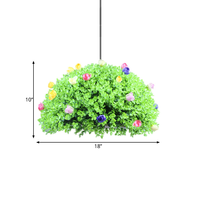 1-leichter gewölbter Hanglamp-Kit Factory Green Metallic Suspension Lighting mit künstlichem Blumen-Deko
