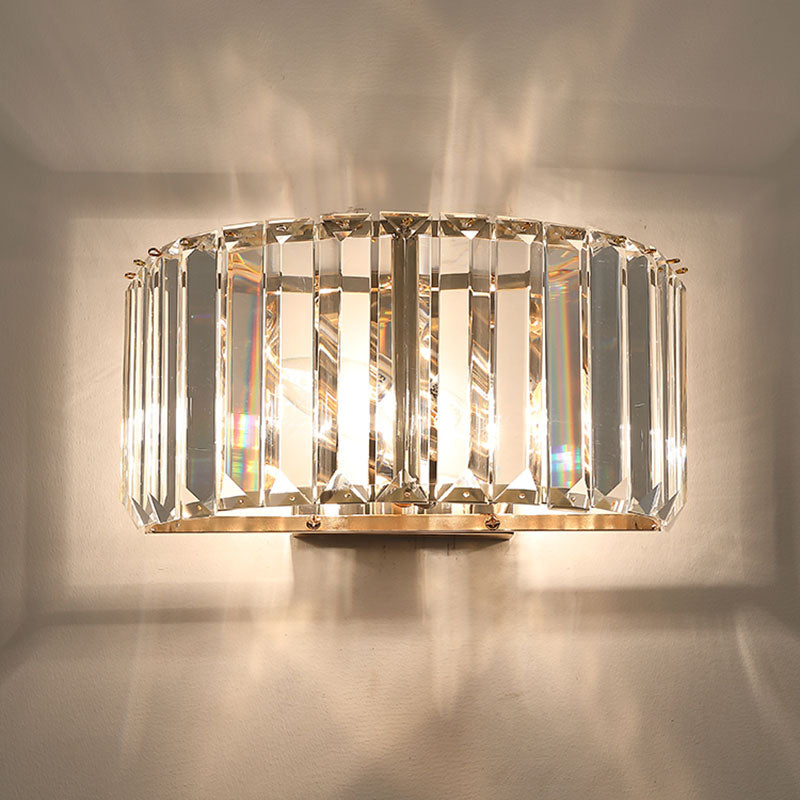 Modern Hemisphere Wall Lighting Faceted Crystal 1-Head Bedroom Wall Sconce in Gold