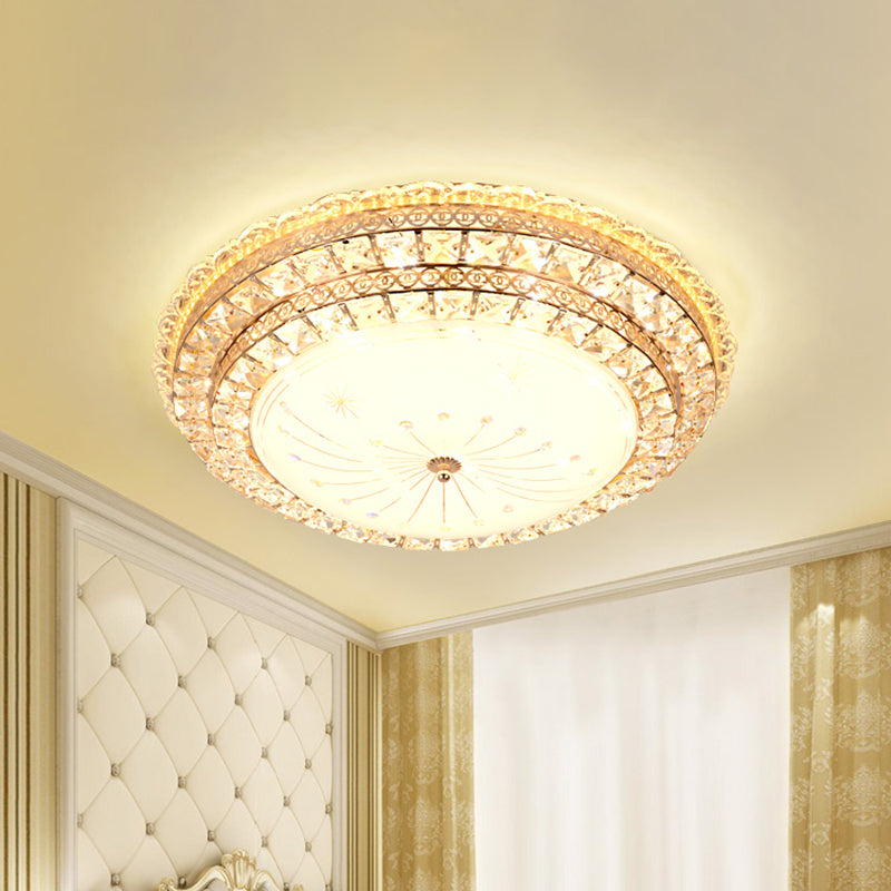Luminaire de plafond moderne en or à montage encastré pour chambre à coucher à LED avec abat-jour en cristal à facettes