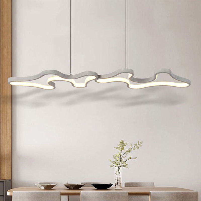 Cloud-Like Frame Metal Island Light Contemporary Black/White LED Pendant Lighting Fixture