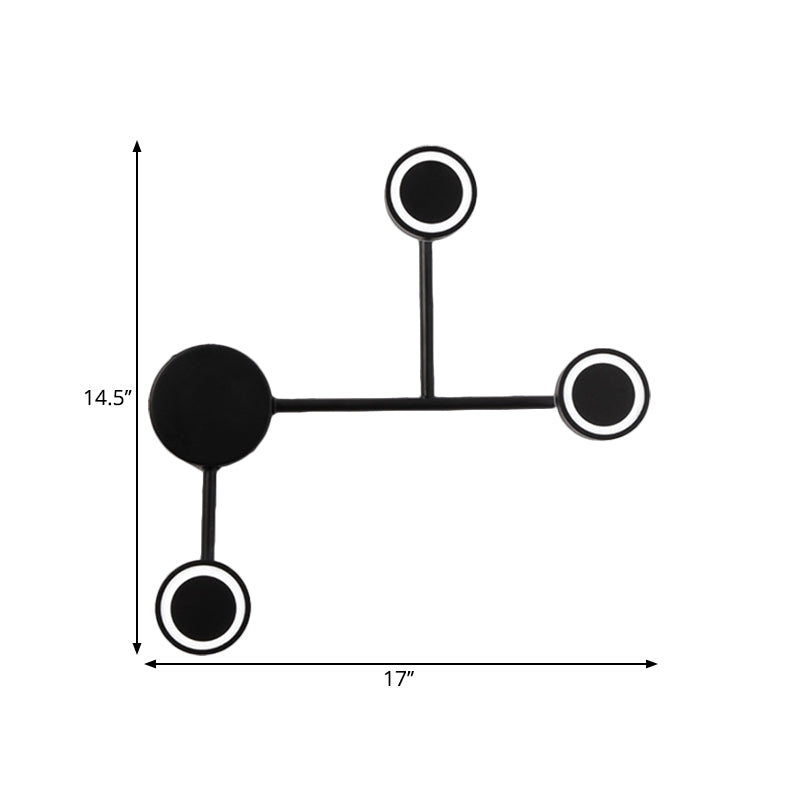 Circle Metallic Wall Mounted Lamp Modern LED Black Flush Mount Wall Sconce in Warm/White Light