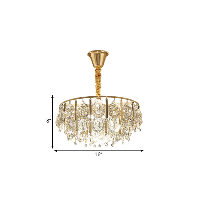 Crystal Conic Chandelier Modernism 3/4 Lights Gold Pendant Light Kit with Tiered Design, 16"/19.5" W