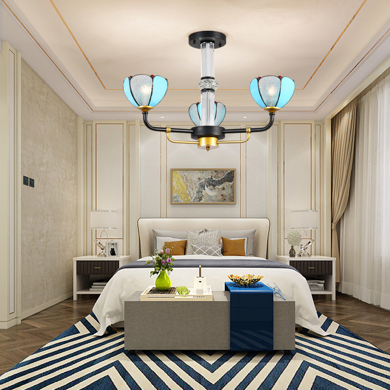 PETALE APPEGGIO LIGHTRA INCONTRO GLAGGIO A 3 LUCI LUCILI ALLIMINE LAMONO TIFFANY in blu per camera da letto