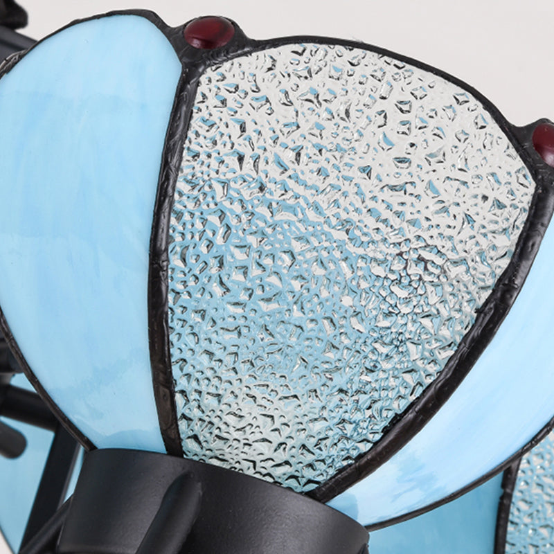Lampadella blu in vetro petalo illuminazione con lampada sospensione tiffany a catena sospesa per soggiorno