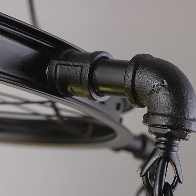 7 luci casa lampadario Luce Lumo a ciondolo in vetro colorato con ruota nera per biblioteca