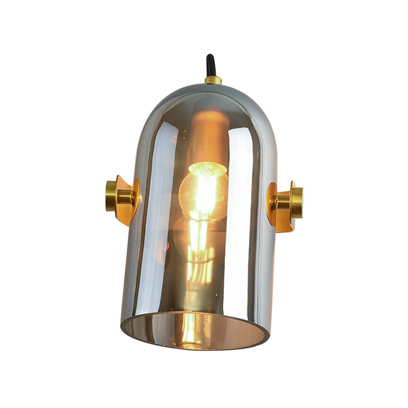 Swivel Shade Cloche Bedside Sconce Ideas Amber/Smoke Glass 1 Bulb Vintage Wall Mounted Light