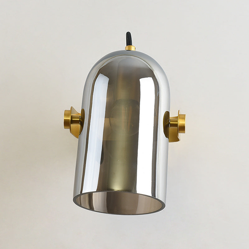 Swivel Shade Cloche Bedside Sconce Ideas Amber/Smoke Glass 1 Bulb Vintage Wall Mounted Light