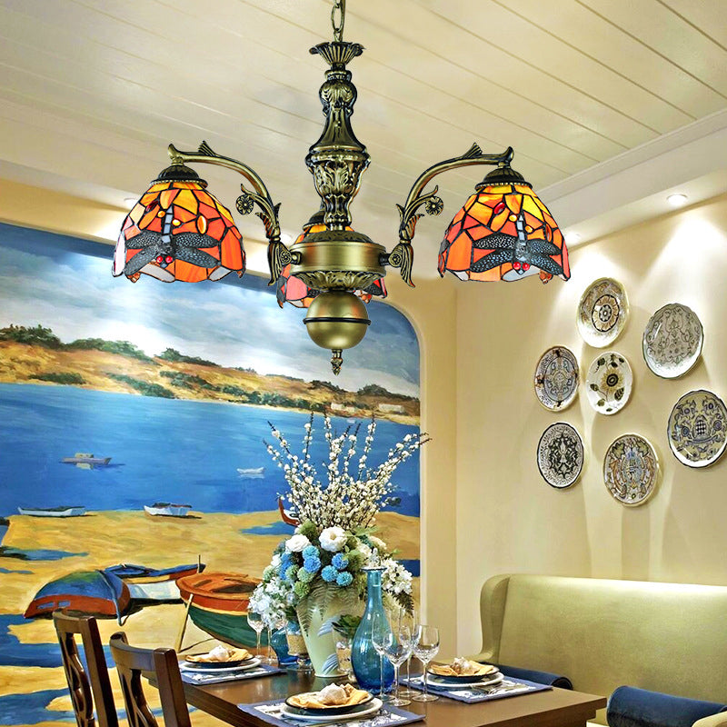 Vidst Vink Geométrico/Dragón de Dragón/Luz de colgante de girasol con cadena colgante ajustable 3 luces Candelera en acabado de bronce antiguo