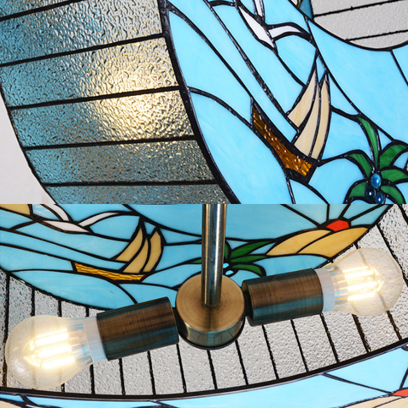 Luce a sospensione di luna blu appeso moderno lampadario nautico moderno con catena di metallo regolabile