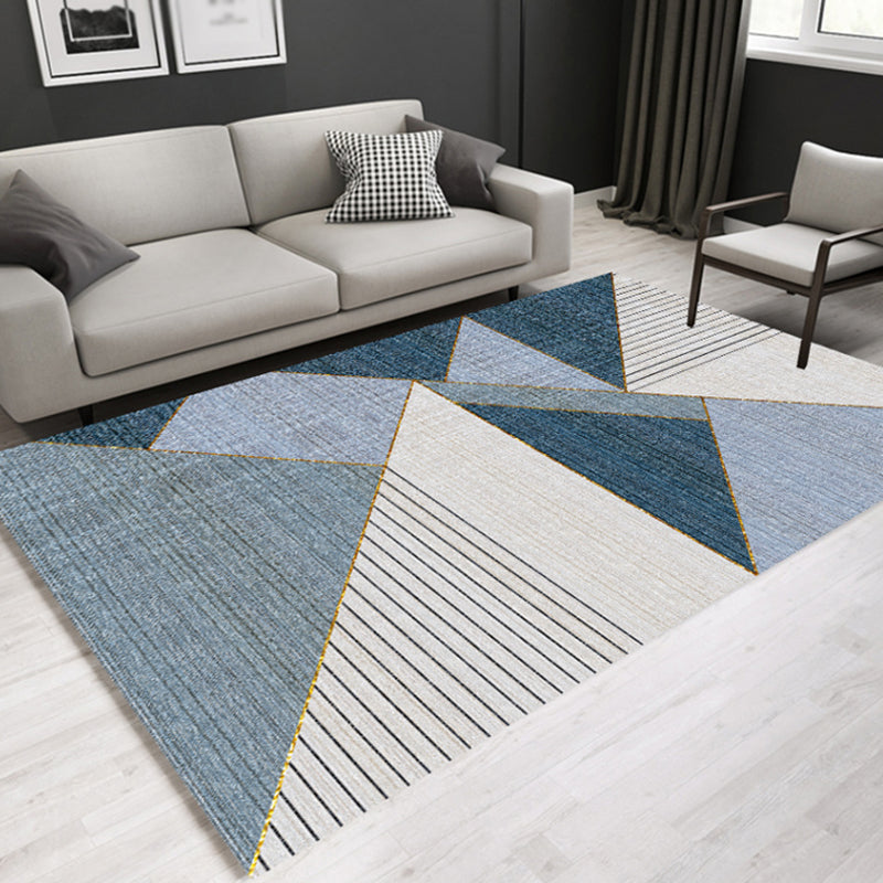 Casual Contemporary Rug Multicolor Geometric and Striped Pattern Rug Washable Pet Friendly Non-Slip Carpet for Living Room