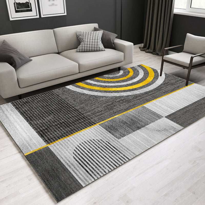 Casual Contemporary Rug Multicolor Geometric and Striped Pattern Rug Washable Pet Friendly Non-Slip Carpet for Living Room