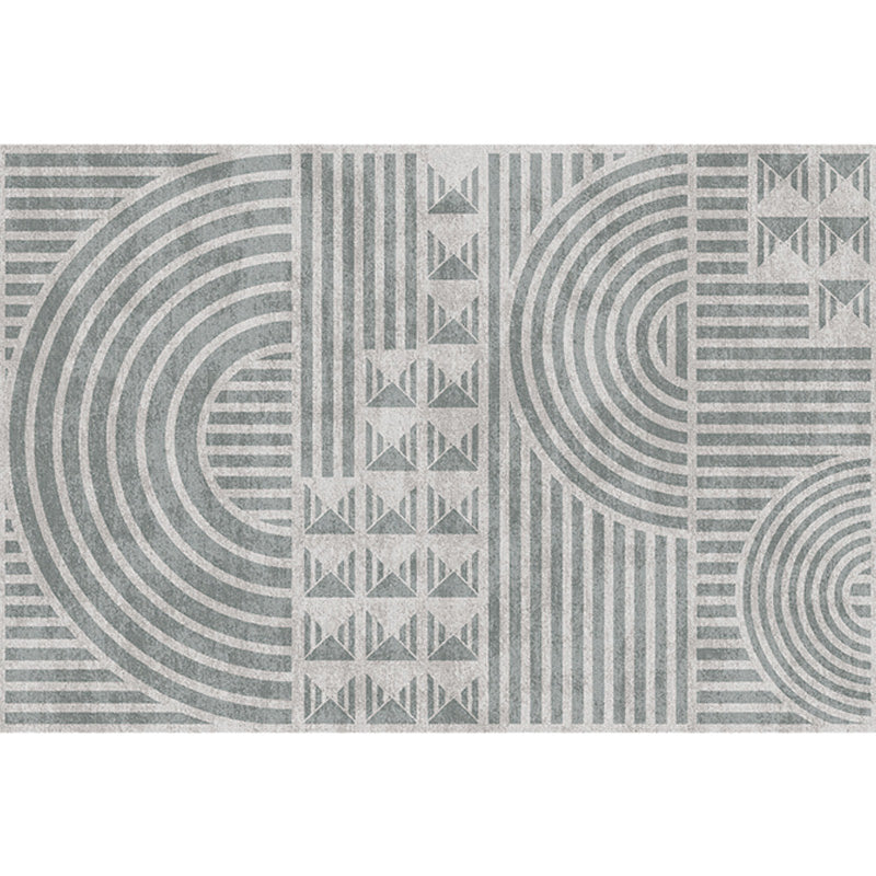 Creative Modernist Rug Polyester Geometric and Stripe Pattern Rug Washable Pet Friendly Non-Slip Carpet for Living Room
