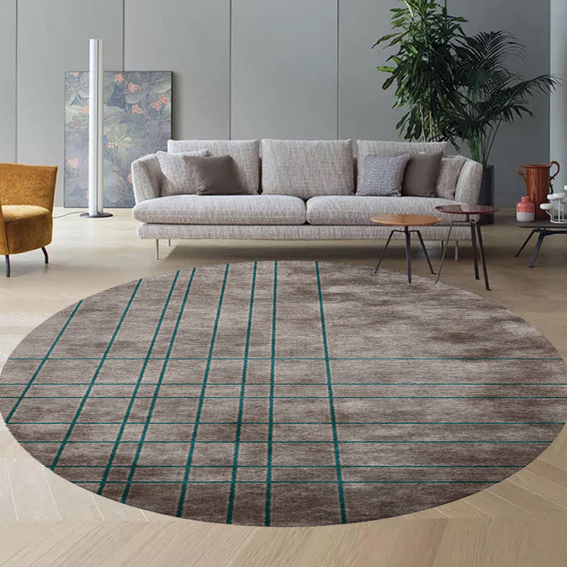 Multicolor Plaid Pattern Rug Polyester Modern Rug Washable Anti-Slip Pet Friendly Area Rug for Living Room