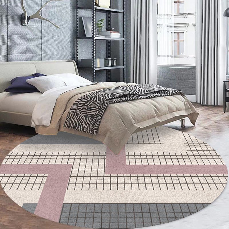 Multicolor Plaid Pattern Rug Polyester Modern Rug Washable Anti-Slip Pet Friendly Area Rug for Living Room