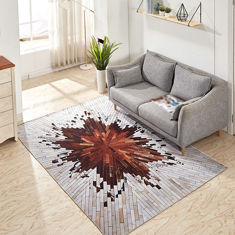 Modernist Geometric Pattern Rug Grey and Blue Polyester Rug Non-Slip Backing Washable Pet Friendly Carpet for Home