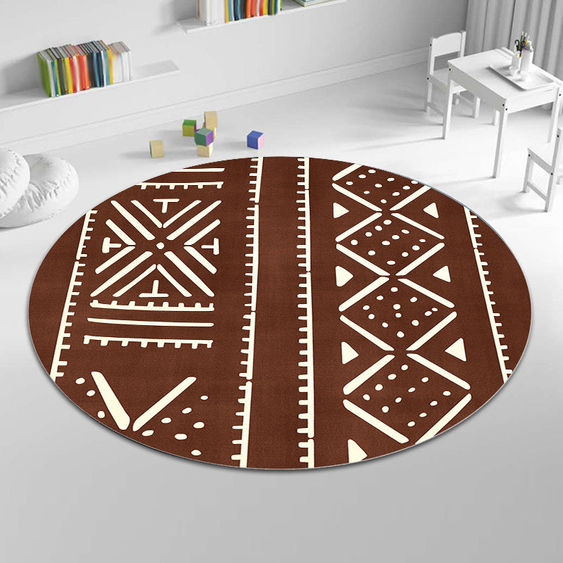Geometric and Stripe Pattern Rug Polyester Modern Rug Washable Anti-Slip Pet Friendly Area Rug for Living Room