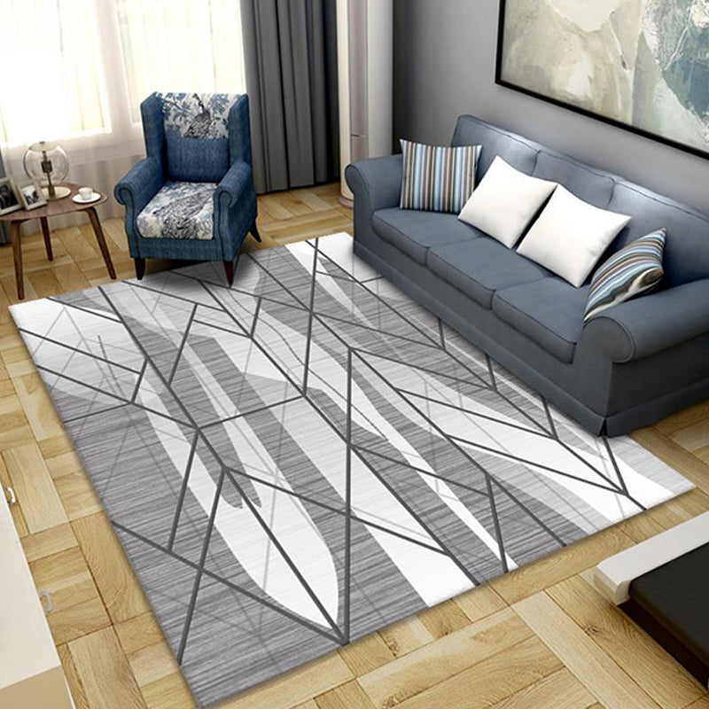 Unique Multicolor Modernist Rug Polyester Striped and Geometric Pattern Rug Washable Pet Friendly Non-Slip Carpet for Living Room