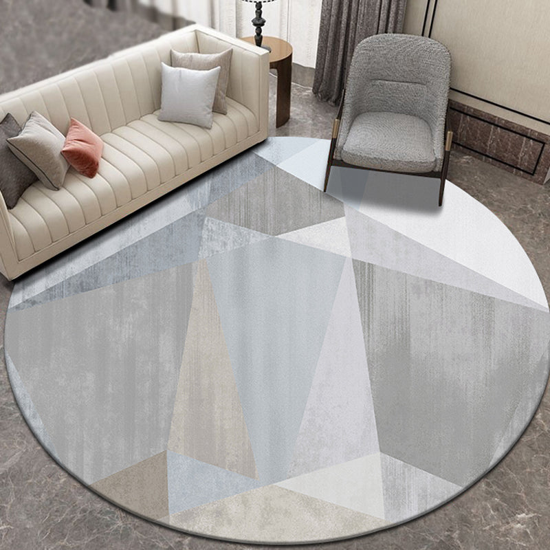 Multicolor Geometric Pattern Rug Polyester Novelty Rug Washable Anti-Slip Pet Friendly Area Rug for Study