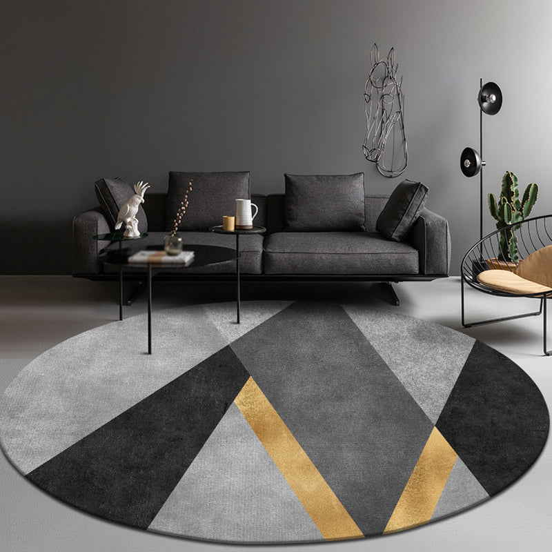 Multicolor Geometric Pattern Rug Polyester Novelty Rug Washable Anti-Slip Pet Friendly Area Rug for Study