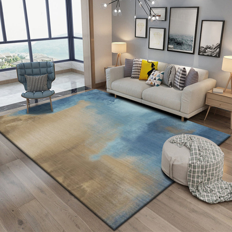 Multicolor Brushstroke Pattern Rug Polyester Modern Rug Washable Anti-Slip Pet Friendly Area Rug for Living Room