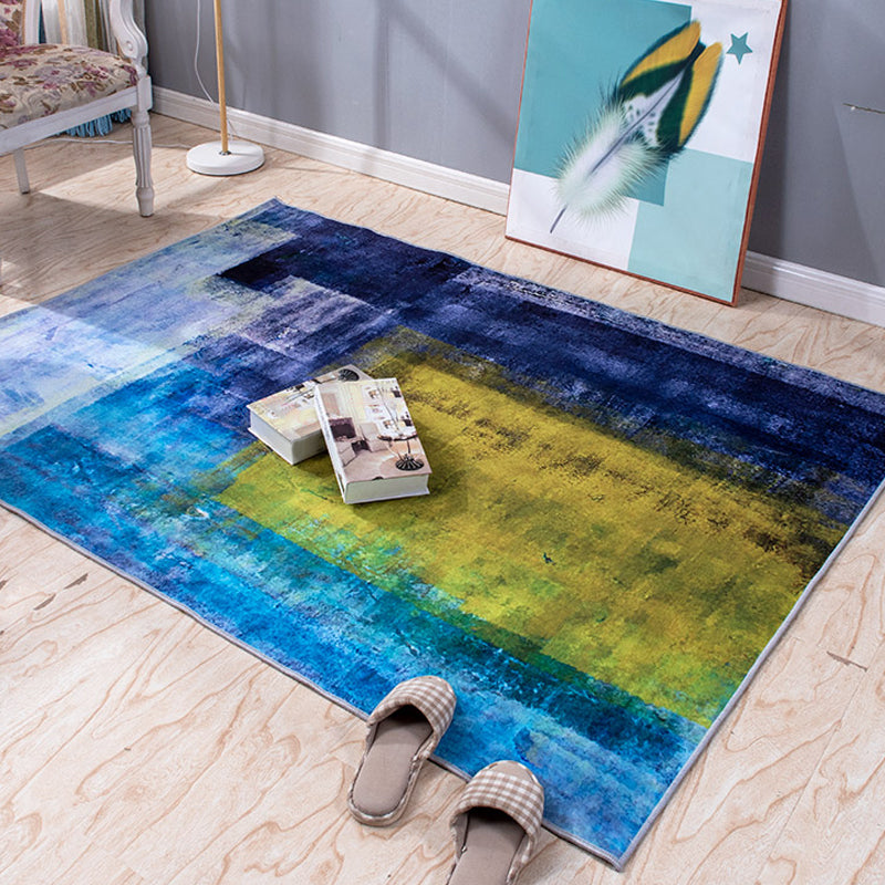 Multicolor Brushstroke Pattern Rug Polyester Modern Rug Washable Anti-Slip Pet Friendly Area Rug for Living Room