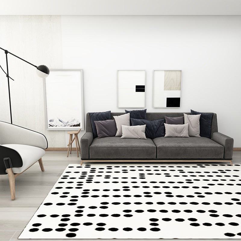 Stylish Modernism Rug Black and White Geometric Pattern Rug Pet Friendly Anti-Slip Washable Area Rug for Decoration