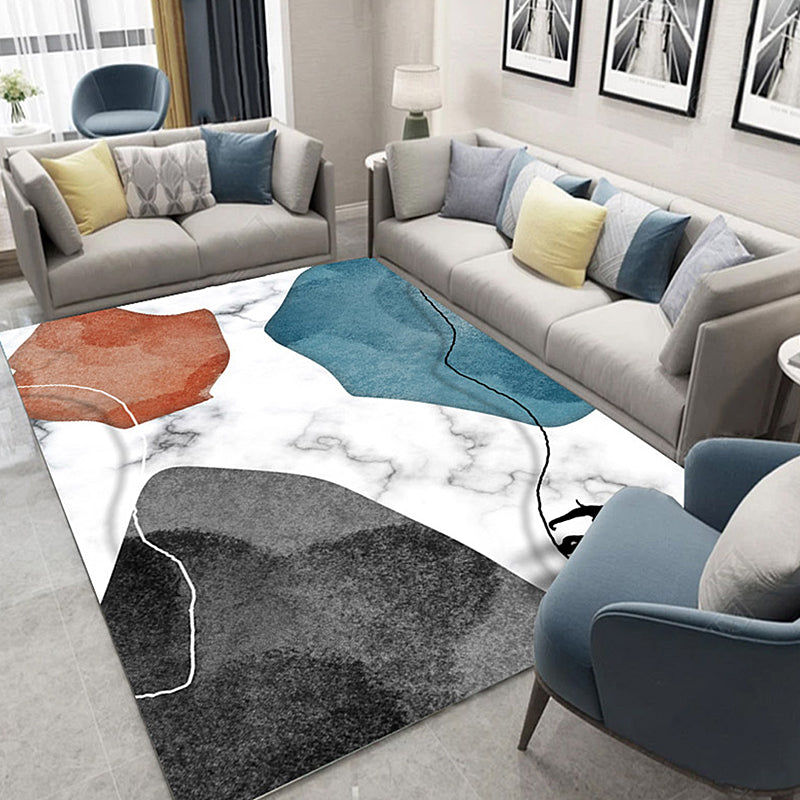 Multicolor Colorblock Rug Polyester Modern Rug Washable Anti-Slip Pet Friendly Area Rug for Living Room