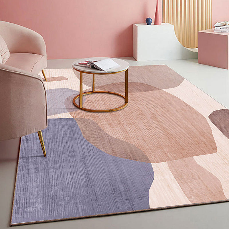 Multicolor Colorblock Rug Polyester Modern Rug Washable Anti-Slip Pet Friendly Area Rug for Living Room