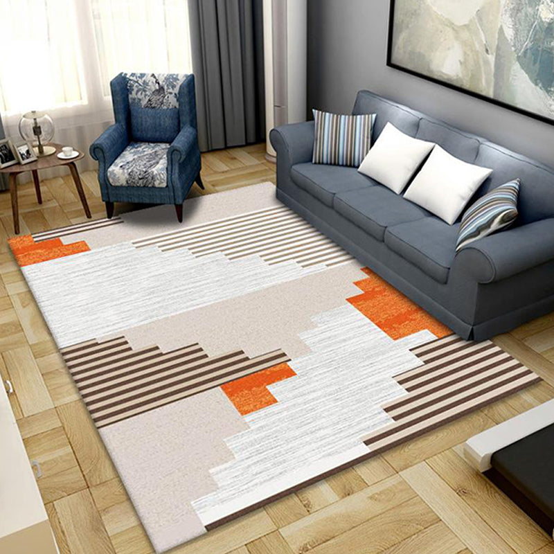 Multicolor Striped Pattern Rug Polyester Modern Rug Washable Anti-Slip Pet Friendly Area Rug for Living Room
