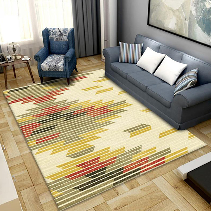 Multicolor Striped Pattern Rug Polyester Modern Rug Washable Anti-Slip Pet Friendly Area Rug for Living Room