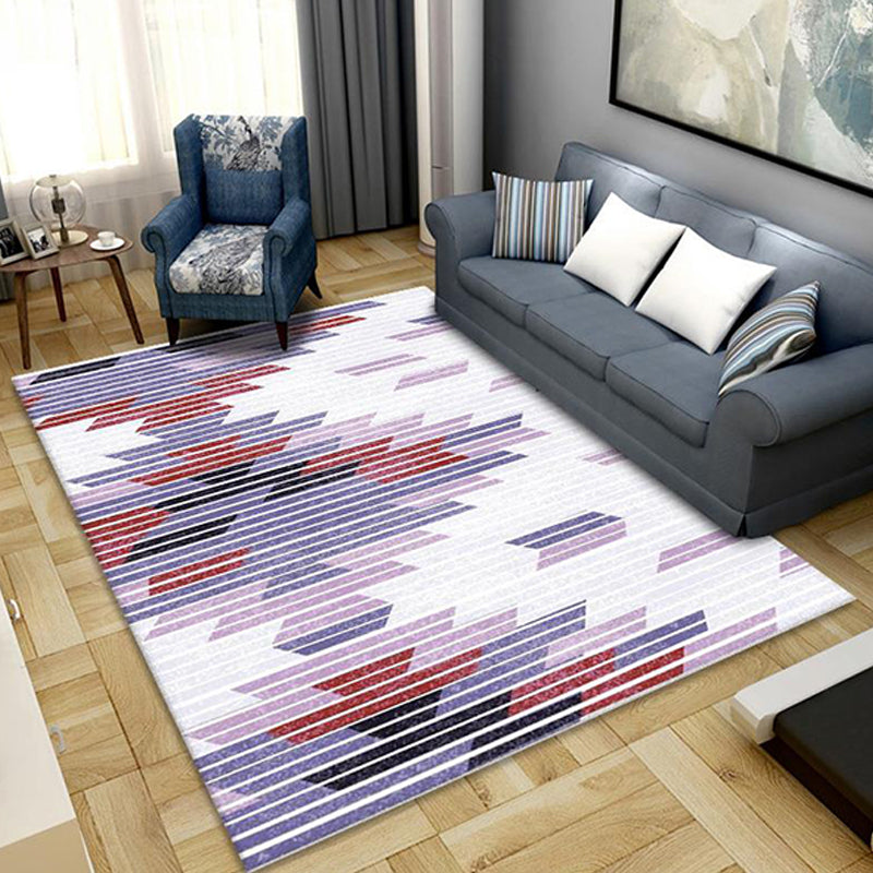 Multicolor Striped Pattern Rug Polyester Modern Rug Washable Anti-Slip Pet Friendly Area Rug for Living Room