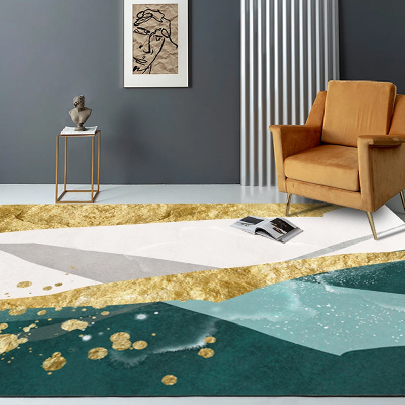 Fancy Multicolor Modernist Rug Polyester Watercolor Pattern Rug Washable Pet Friendly Non-Slip Carpet for Living Room