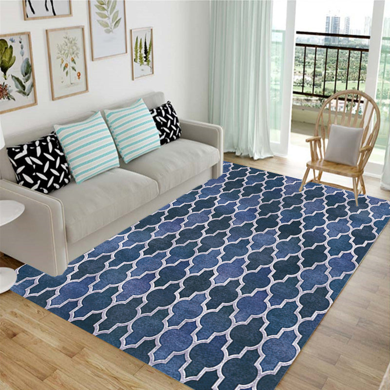 Multicolor Geometric Pattern Rug Polyester Modern Rug Washable Anti-Slip Pet Friendly Area Rug for Living Room