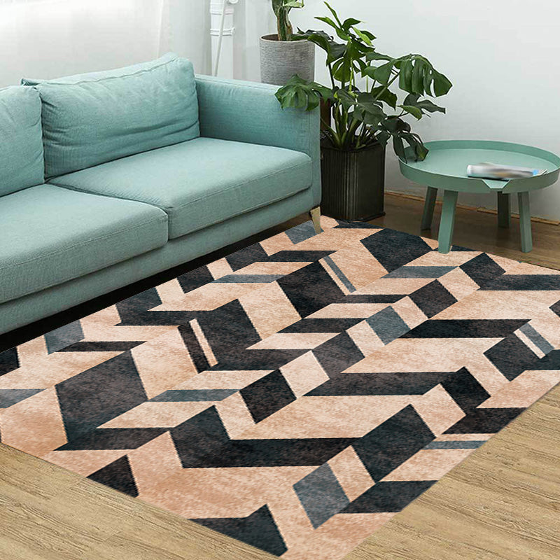 Multicolor Geometric Pattern Rug Polyester Modern Rug Washable Anti-Slip Pet Friendly Area Rug for Living Room
