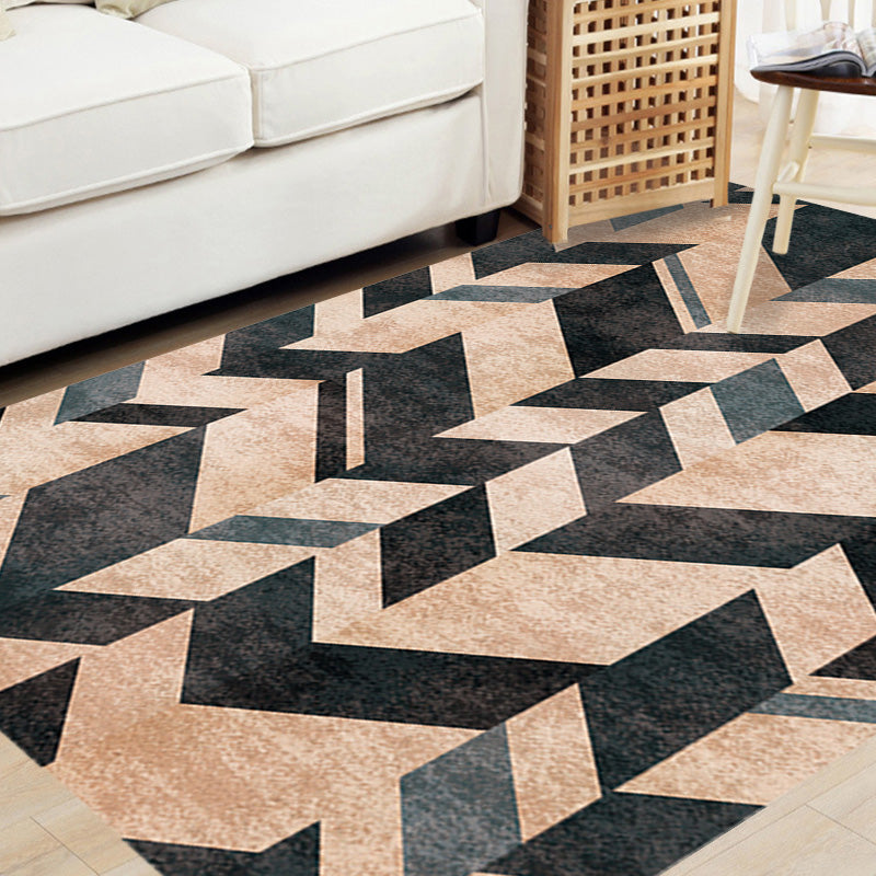 Multicolor Geometric Pattern Rug Polyester Modern Rug Washable Anti-Slip Pet Friendly Area Rug for Living Room
