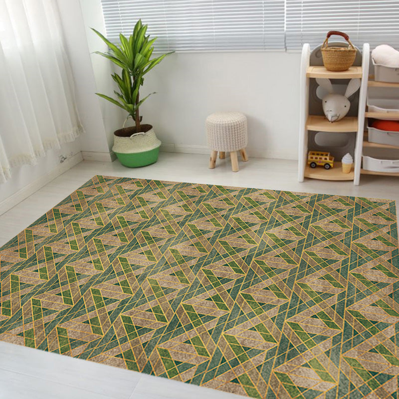 Multicolor Geometric Pattern Rug Polyester Modern Rug Washable Anti-Slip Pet Friendly Area Rug for Living Room