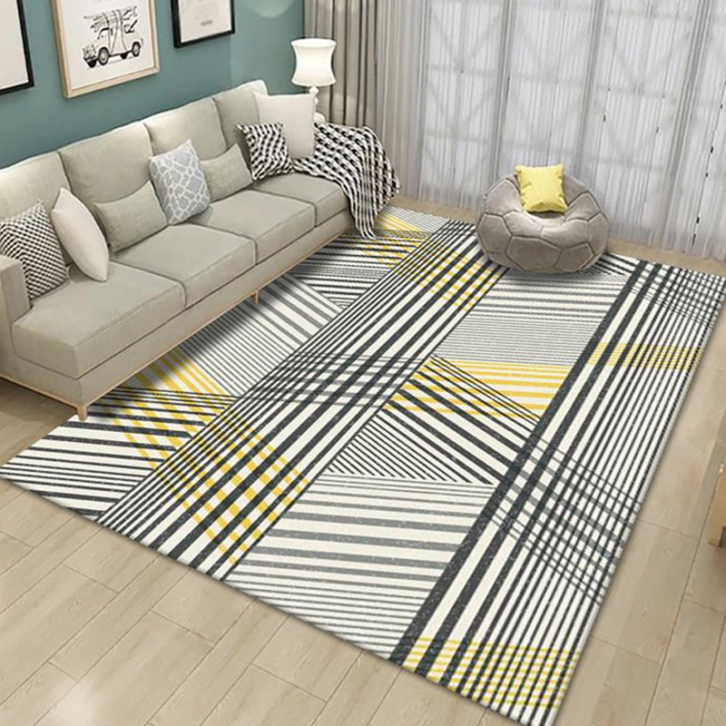 Creative Multicolor Modernist Rug Polyester Striped and Geometric Pattern Rug Washable Pet Friendly Non-Slip Carpet for Living Room