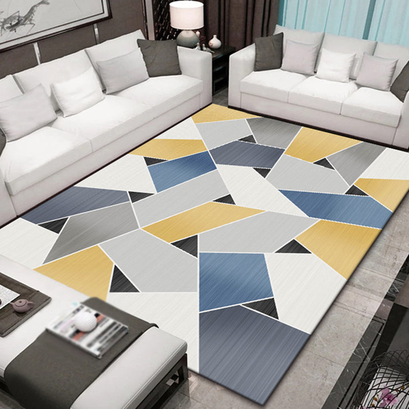 Stylish Multicolor Modernist Rug Polyester Geometric Pattern Rug Washable Pet Friendly Non-Slip Carpet for Living Room